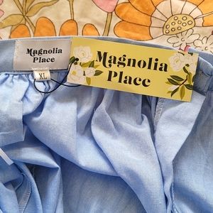 Magnolia Place maxi chambray prairie skirt with pockets